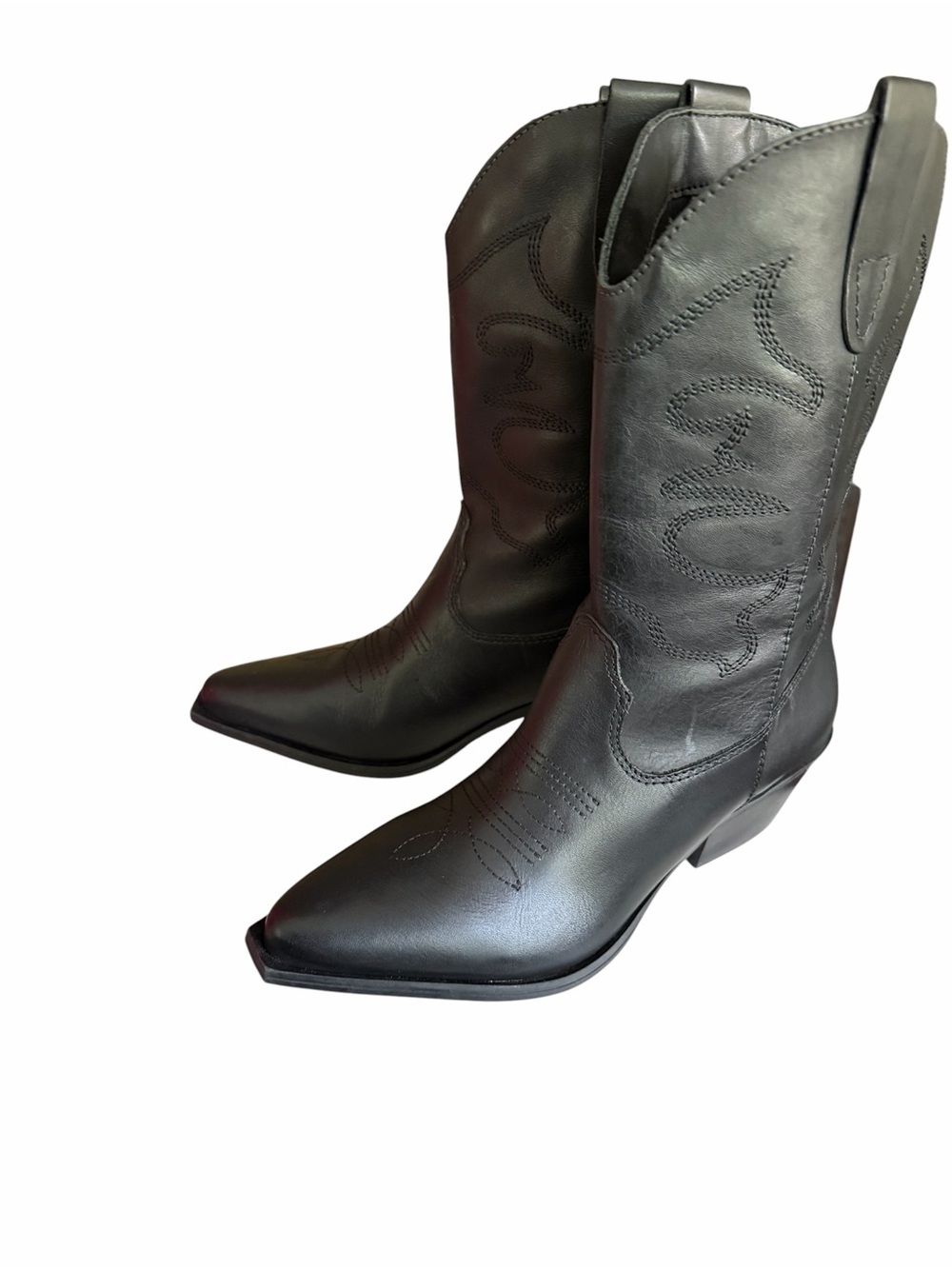 Steve Madden Lasso Cowboy Western Boho Festival Boots Black Women's Size 8